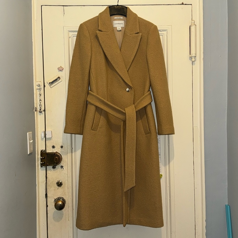 Used Club Monaco long wool belted coat.